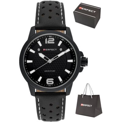 Zegarek Perfect W146-07 męski perforowany pasek 44 mm Zegarek Perfect W146-07 męski perforowany pasek 44 mm