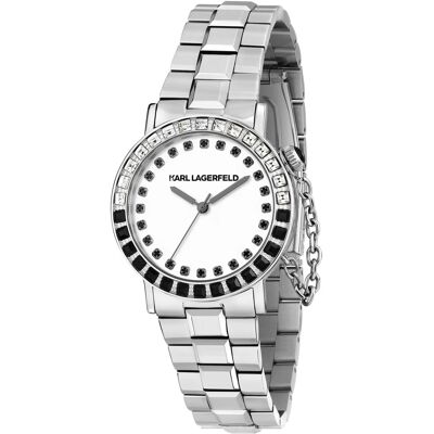 Zegarek Damski Karl Lagerfeld R0553100501 Cyrkonie Srebrny Zegarek Damski Karl Lagerfeld R0553100501 Cyrkonie Srebrny