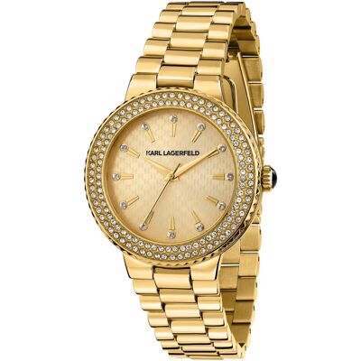 Zegarek Damski Karl Lagerfeld R0553104501 Cyrkonie Złoty Zegarek Damski Karl Lagerfeld R0553104501 Cyrkonie Złoty