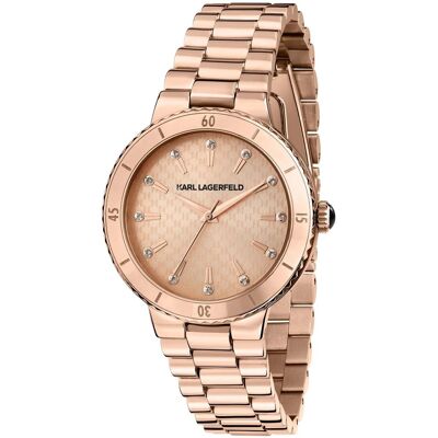 Zegarek Damski Karl Lagerfeld R0553104503 Cyrkonie Różowe Złoto Zegarek Damski Karl Lagerfeld R0553104503 Cyrkonie Różowe Złoto