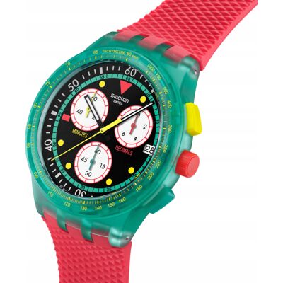 Zegarek Swatch Neon Emerald Chrono Czerwono Zielony Susg409 Retro Zegarek Swatch Neon Emerald Chrono Czerwono Zielony Susg409 Retro