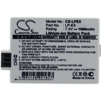 Canon LP-E5 1080mAh 7.99Wh Li-Ion 7.4V (Cameron Sino) Canon LP-E5 1080mAh 7.99Wh Li-Ion 7.4V (Cameron Sino)