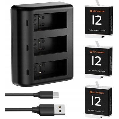 Ładowarka + 3x Bateria Akumulator ENDURO do GoPro 12 11 10 9 1730mAh 3,85V Ładowarka + 3x Bateria Akumulator ENDURO do GoPro 12 11 10 9 1730mAh 3,85V