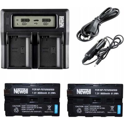 Newell Zestaw Ładowarka Dual+2 Baterie Do Sony Np-F970 F960 Newell Zestaw Ładowarka Dual+2 Baterie Do Sony Np-F970 F960