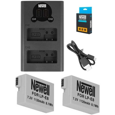 Newell Zestaw Ładowarka Lcd Dual +2 Akumulatory Do Canon Lp-E8 Newell Zestaw Ładowarka Lcd Dual +2 Akumulatory Do Canon Lp-E8