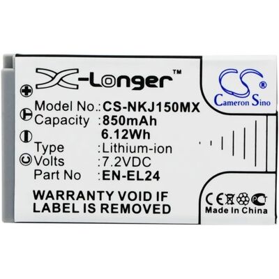 Nikon 1 J5 / En-El24 850mah 6.12wh Li-Ion 7.2v (Cameron Sino) Nikon 1 J5 / En-El24 850mah 6.12wh Li-Ion 7.2v (Cameron Sino)