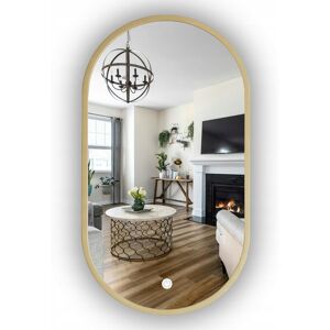SkyMel Złote Lustro Led Owalne W Ramie 120X55 Cm + Włącznik Na Dotyk SkyMel Złote Lustro Led Owalne W Ramie 120X55 Cm + Włącznik Na Dotyk