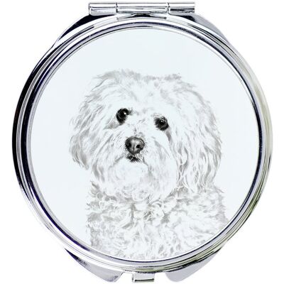 Bolończyk, Bolognese - lusterko kieszonkowe z psem, personalizowane lusterko do torebki, kompaktowe lusterko z nadrukiem marki Art-Dog Bolończyk, Bolognese - lusterko kieszonkowe z psem, personalizowane lusterko do torebki, kompaktowe lusterko z nadrukiem marki Art-Dog