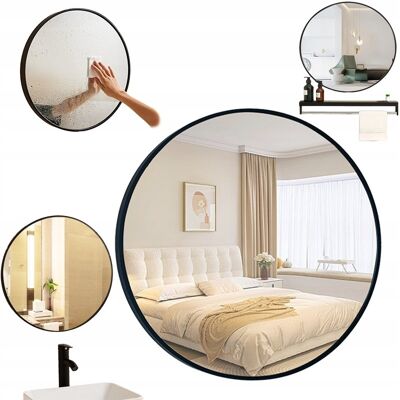 FODYM Duże Lustro Okrągłe Industrialne Łazienkowe Salon Sypialnia Czarne 50Cm Xxl FODYM Duże Lustro Okrągłe Industrialne Łazienkowe Salon Sypialnia Czarne 50Cm Xxl