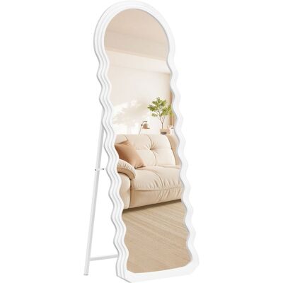 songmics Duże lustro stojące 160x50 cm białe z falistą ramą MDF owalne wolnostojące do sypialni garderoby i przedpokoju songmics Duże lustro stojące 160x50 cm białe z falistą ramą MDF owalne wolnostojące do sypialni garderoby i przedpokoju