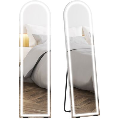 HOMCOM Lustro podświetlane na całą długość, 150 x 40 cm, zakrzywione, stojące, z przyciemnianymi diodami LED, 3 kolory światła, funkcja pamięci, duż.. HOMCOM Lustro podświetlane na całą długość, 150 x 40 cm, zakrzywione, stojące, z przyciemnianymi diodami LED, 3 kolory światła, funkcja pamięci, duż..