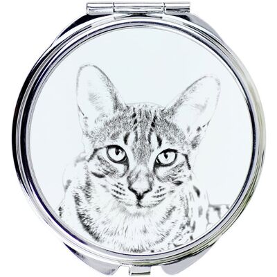 Kot egipski Mau - lusterko kieszonkowe z kotem, personalizowane lusterko do torebki, kompaktowe lusterko z nadrukiem marki Art-Dog Kot egipski Mau - lusterko kieszonkowe z kotem, personalizowane lusterko do torebki, kompaktowe lusterko z nadrukiem marki Art-Dog