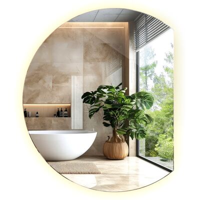 Tulup Łazienkowe Ledowe Lustro Okrągłe Ścięte Podświetlane - Ciepły LED - 70 x 80 cm Tulup Łazienkowe Ledowe Lustro Okrągłe Ścięte Podświetlane - Ciepły LED - 70 x 80 cm