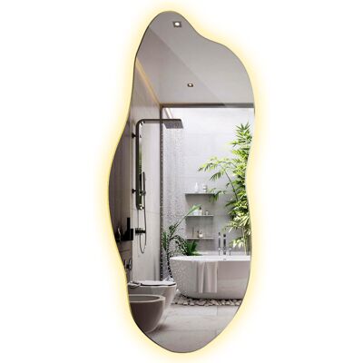 Tulup Ledowe Lustro Boho 45x100 Organiczny Kształt - Wiszące Do Sypialni Salonu Łazienki Korytarza Biura Domu – Ciepła Barwa Tulup Ledowe Lustro Boho 45x100 Organiczny Kształt - Wiszące Do Sypialni Salonu Łazienki Korytarza Biura Domu – Ciepła Barwa