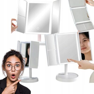 Inny producent LUSTERKO KOSMETYCZNE LED 3 PANELE ROZKŁADANE 2X/3X USB-C BIAŁE Inny producent LUSTERKO KOSMETYCZNE LED 3 PANELE ROZKŁADANE 2X/3X USB-C BIAŁE
