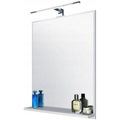 Inny producent Lustro Biały Mat z LED 52x64 – Ścienne, Z Kinkietem, Do Łazienki Inny producent Lustro Biały Mat z LED 52x64 – Ścienne, Z Kinkietem, Do Łazienki