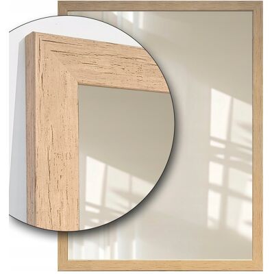 Fabryka Luster Lustro do łazienki wąska rama 3cm dekor dąb 80x60 odporne na wilgoć T14 Fabryka Luster Lustro do łazienki wąska rama 3cm dekor dąb 80x60 odporne na wilgoć T14