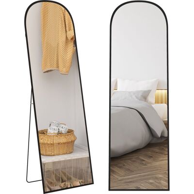 Lustro HOMCOM o pełnej długości, 161,5 x 50 cm, zakrzywione, stojące, ze szkłem odpornym na stłuczenie i aluminiową ramą, lustro ścienne do pochylan.. Lustro HOMCOM o pełnej długości, 161,5 x 50 cm, zakrzywione, stojące, ze szkłem odpornym na stłuczenie i aluminiową ramą, lustro ścienne do pochylan..