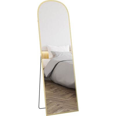Lustro HOMCOM o pełnej długości, 170 x 50 cm, zakrzywione, ze szkłem odpornym na stłuczenie i aluminiową ramą, sypialni, przedpokoju, w kolorze złotym Lustro HOMCOM o pełnej długości, 170 x 50 cm, zakrzywione, ze szkłem odpornym na stłuczenie i aluminiową ramą, sypialni, przedpokoju, w kolorze złotym