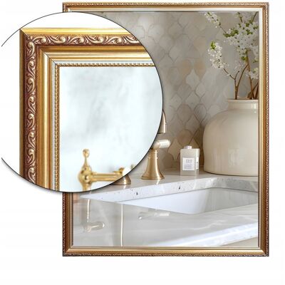 Fabryka Luster Lustro łazienkowe 120x60 w delikatnej złotej ramie odpornej na wilgoć u26 Fabryka Luster Lustro łazienkowe 120x60 w delikatnej złotej ramie odpornej na wilgoć u26