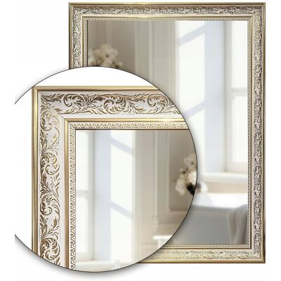 Fabryka Luster Lustro łazienkowe 40x60 w białej złotej ramie odpornej na wilgoć u59 Fabryka Luster Lustro łazienkowe 40x60 w białej złotej ramie odpornej na wilgoć u59