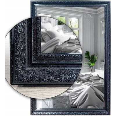 Fabryka Luster Lustro łazienkowe 50x40 w czarnej ornamentowej ramie odporne na wilgoć u25 Fabryka Luster Lustro łazienkowe 50x40 w czarnej ornamentowej ramie odporne na wilgoć u25