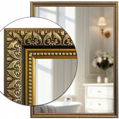 Fabryka Luster Lustro łazienkowe 80x50 w złotej czekoladowej ramie odpornej na wilgoć u32 Fabryka Luster Lustro łazienkowe 80x50 w złotej czekoladowej ramie odpornej na wilgoć u32