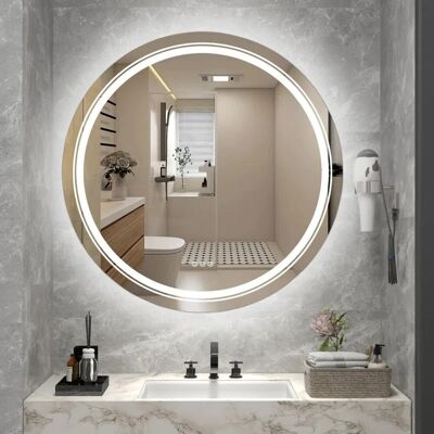 Halmar Lustro łazienkowe DOVER 80x80cm srebrne z oświetleniem LED Halmar Lustro łazienkowe DOVER 80x80cm srebrne z oświetleniem LED