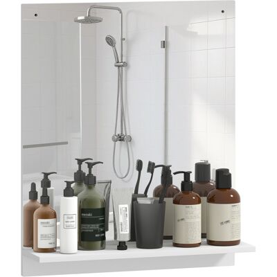 Lustro łazienkowe HOMCOM 50 x 60 cm Lustro ścienne z półką, lustro łazienkowe do przedpokoju, białe Lustro łazienkowe HOMCOM 50 x 60 cm Lustro ścienne z półką, lustro łazienkowe do przedpokoju, białe