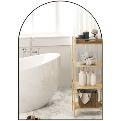 Lustro łazienkowe HOMCOM 50 x 70 cm z folią odporną na stłuczenie, lustro łazienkowe z aluminiową ramą, lustro ścienne do łazienki, sypialni, czarne Lustro łazienkowe HOMCOM 50 x 70 cm z folią odporną na stłuczenie, lustro łazienkowe z aluminiową ramą, lustro ścienne do łazienki, sypialni, czarne