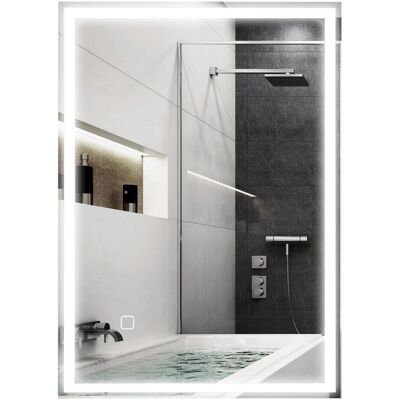 Lustro łazienkowe HOMCOM z oświetleniem, 70 x 50 cm, lustro ścienne LED z włącznikiem dotykowym, funkcją pamięci, 3 kolory światła, lustro z oświetl.. Lustro łazienkowe HOMCOM z oświetleniem, 70 x 50 cm, lustro ścienne LED z włącznikiem dotykowym, funkcją pamięci, 3 kolory światła, lustro z oświetl..