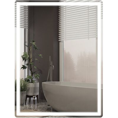 Lustro łazienkowe HOMCOM z oświetleniem 80 x 60 cm, prostokątne, lustro LED, lustro ścienne z włącznikiem dotykowym, funkcją pamięci, podświetlane, .. Lustro łazienkowe HOMCOM z oświetleniem 80 x 60 cm, prostokątne, lustro LED, lustro ścienne z włącznikiem dotykowym, funkcją pamięci, podświetlane, ..
