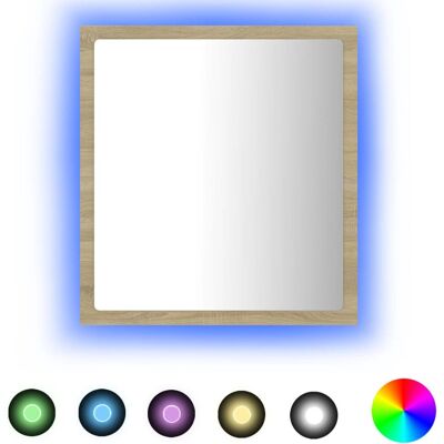 VMP Lustro łazienkowe LED, kolor dąb sonoma, 40x8,5x37 cm, akryl VMP Lustro łazienkowe LED, kolor dąb sonoma, 40x8,5x37 cm, akryl
