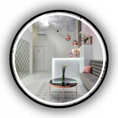SkyMel Lustro Łazienkowe Led W Ramie Czarne Okrągłe Podświetlane 70 Cm Loft SkyMel Lustro Łazienkowe Led W Ramie Czarne Okrągłe Podświetlane 70 Cm Loft