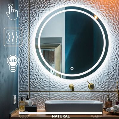 Lustro łazienkowe Olia okrągłe z oświetleniem LED fi 70 cm BD art dotykowe mata antyparowa Lustro łazienkowe Olia okrągłe z oświetleniem LED fi 70 cm BD art dotykowe mata antyparowa