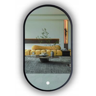 SkyMel Lustro Łazienkowe Owalne Led Czarne 105X40 Cm + Włącznik Na Dotyk SkyMel Lustro Łazienkowe Owalne Led Czarne 105X40 Cm + Włącznik Na Dotyk