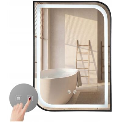 Rea Lustro Łazienkowe Podświetlane Do Makijażu Led Czarne Zone 70x50cm Anti-Fog Rea Lustro Łazienkowe Podświetlane Do Makijażu Led Czarne Zone 70x50cm Anti-Fog
