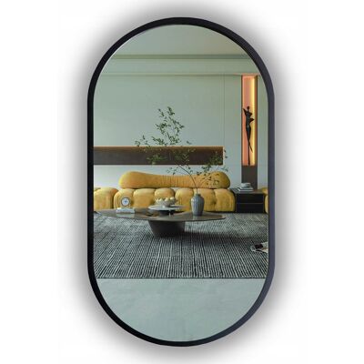 SkyMel Lustro Łazienkowe Podświetlane Led Owalne W Czarnej Ramie 115X50 Cm SkyMel Lustro Łazienkowe Podświetlane Led Owalne W Czarnej Ramie 115X50 Cm