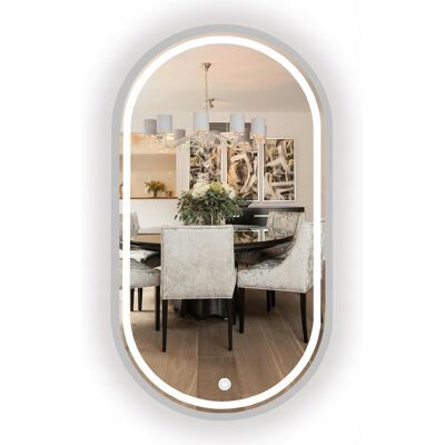 SkyMel Lustro Łazienkowe Podświetlane Owalne Srebrne W Ramie 115X50 Cm + Włącznik SkyMel Lustro Łazienkowe Podświetlane Owalne Srebrne W Ramie 115X50 Cm + Włącznik