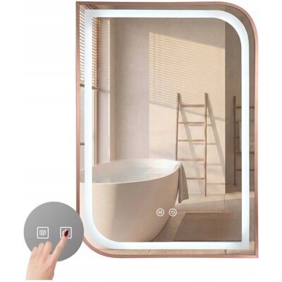Rea Lustro Łazienkowe Podświetlane Różowe Złoto Mat Led Zone 70x50cm Anti-Fog Rea Lustro Łazienkowe Podświetlane Różowe Złoto Mat Led Zone 70x50cm Anti-Fog