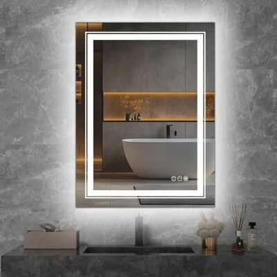 Halmar Lustro łazienkowe VERO 60x80cm srebrne z oświetleniem LED Halmar Lustro łazienkowe VERO 60x80cm srebrne z oświetleniem LED