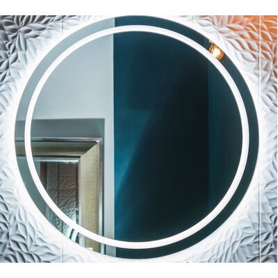 Lustro łazienkowe Vetro Plus okrągłe z oświetleniem LED fi 60 cm IP 44 z piaskowaniem BD art Lustro łazienkowe Vetro Plus okrągłe z oświetleniem LED fi 60 cm IP 44 z piaskowaniem BD art