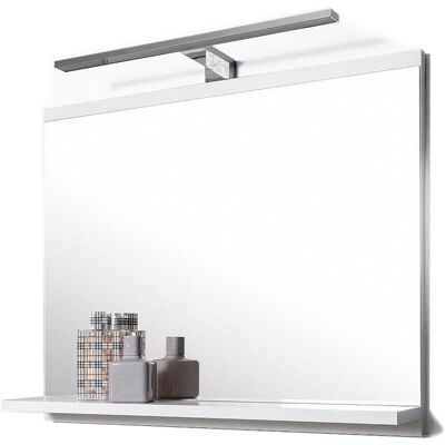 DOMTECH Lustro łazienkowe z półką i lampą LED, białe, 50x60x12 cm DOMTECH Lustro łazienkowe z półką i lampą LED, białe, 50x60x12 cm