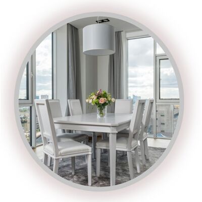 SkyMel Lustro Led Podświetlane Do Łazienki Toaletki Srebrne Okragłe W Ramie 60 Cm SkyMel Lustro Led Podświetlane Do Łazienki Toaletki Srebrne Okragłe W Ramie 60 Cm