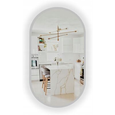 SkyMel Lustro Led Podświetlane Srebrne W Ramie 100X35 Cm Owalne SkyMel Lustro Led Podświetlane Srebrne W Ramie 100X35 Cm Owalne