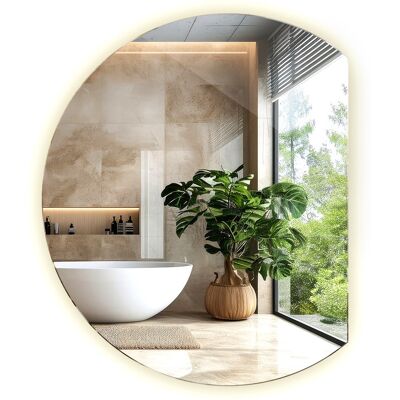 Tulup Lustro LED - Ściety Owal Ledowe do Makijażu i Wizażu Światło Naturalne - 63 x 70 cm Tulup Lustro LED - Ściety Owal Ledowe do Makijażu i Wizażu Światło Naturalne - 63 x 70 cm
