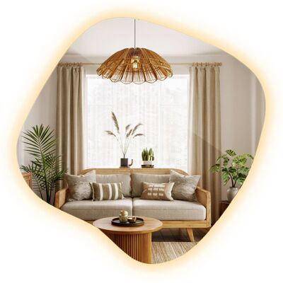 Tulup Lustro Loft Boho z Wbudowanym Światłem – Awangardowy Design, Organiczny Kształt, Do Sypialni i Salonu - 77x76,6 Tulup Lustro Loft Boho z Wbudowanym Światłem – Awangardowy Design, Organiczny Kształt, Do Sypialni i Salonu - 77x76,6