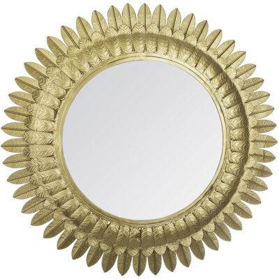Atmosphera Lustro na ścianę w ramie ze złotych liści, lustro ozdobne, lustro okrągłe, lustro glamour, lustra dekoracyjne, lustro wiszące - Ø 70 cm Atmosphera Lustro na ścianę w ramie ze złotych liści, lustro ozdobne, lustro okrągłe, lustro glamour, lustra dekoracyjne, lustro wiszące - Ø 70 cm