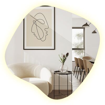 Tulup Lustro Nieregularne Ozdobne z Podświetleniem – Styl Boho Chic / Loft - 77x76,6 Tulup Lustro Nieregularne Ozdobne z Podświetleniem – Styl Boho Chic / Loft - 77x76,6