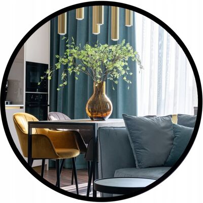 SkyMel Lustro Okrągłe 80 Cm Czarna Rama Ścienne Wiszące SkyMel Lustro Okrągłe 80 Cm Czarna Rama Ścienne Wiszące